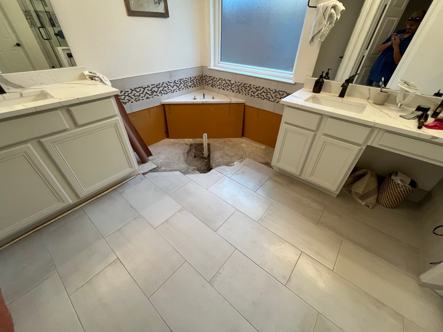 Bathroom plumbing rough-in during a remodel in Flower Mound, TX by Haltex Plumbing