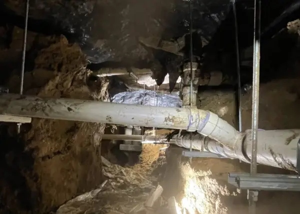 Exterior pipe repair with PVC and copper connections by Haltex Plumbing