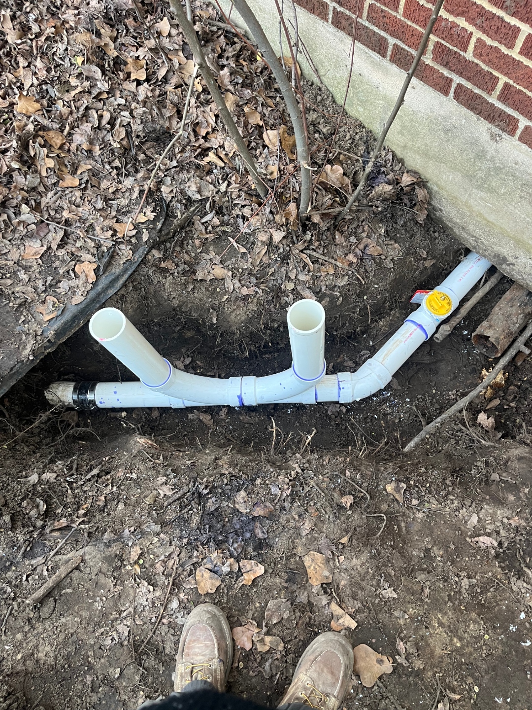 Exterior sewer line replacement near foundation by Haltex Plumbing
