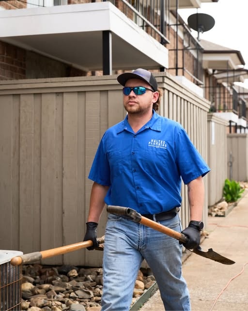 Haltex plumber at a residential plumbing job in Denton County